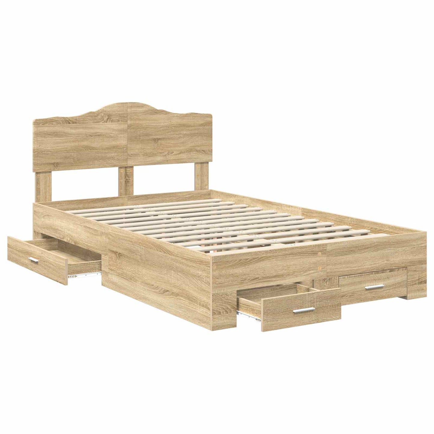 vidaXL Bed Frame with Drawer Sonoma Oak 135 x 190 cm Engineered Wood 5