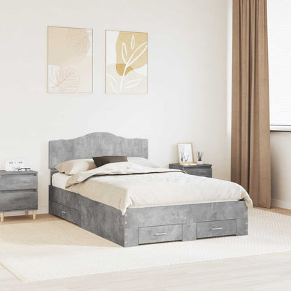 vidaXL Bed Frame Concrete Grey 135 x 190 cm Engineered Wood 1