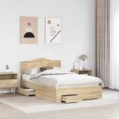 vidaXL Bed Frame with Drawer Sonoma Oak 120 x 200 cm Engineered Wood 3