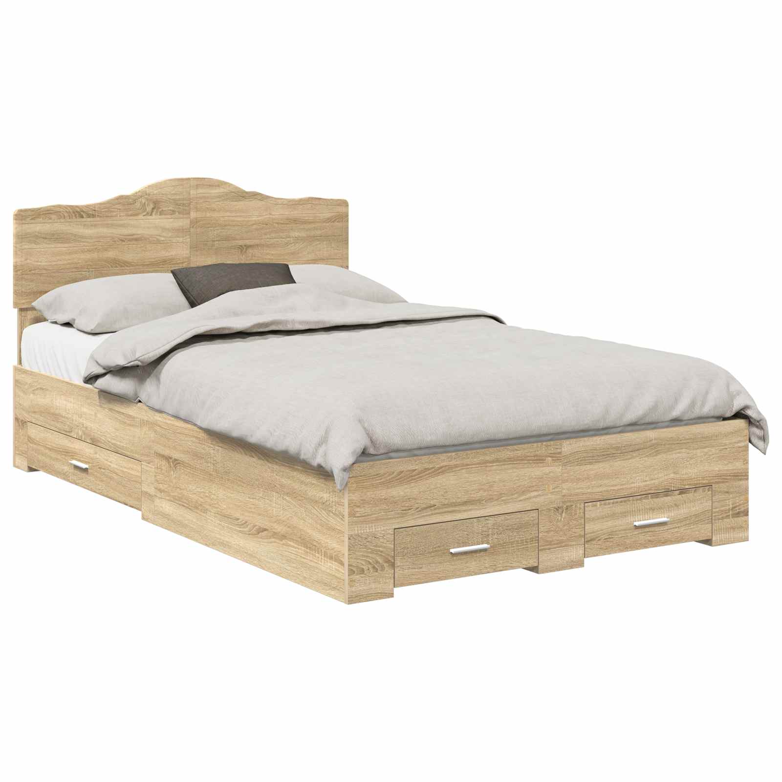 vidaXL Bed Frame with Drawer Sonoma Oak 120 x 200 cm Engineered Wood 2