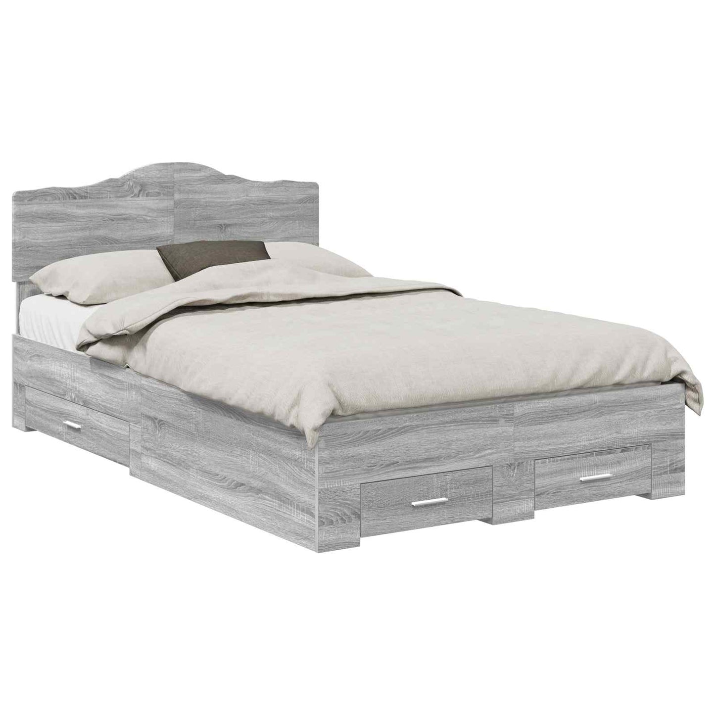 vidaXL Bed Frame with Drawer Grey Sonoma 120 x 200 cm Engineered Wood 2