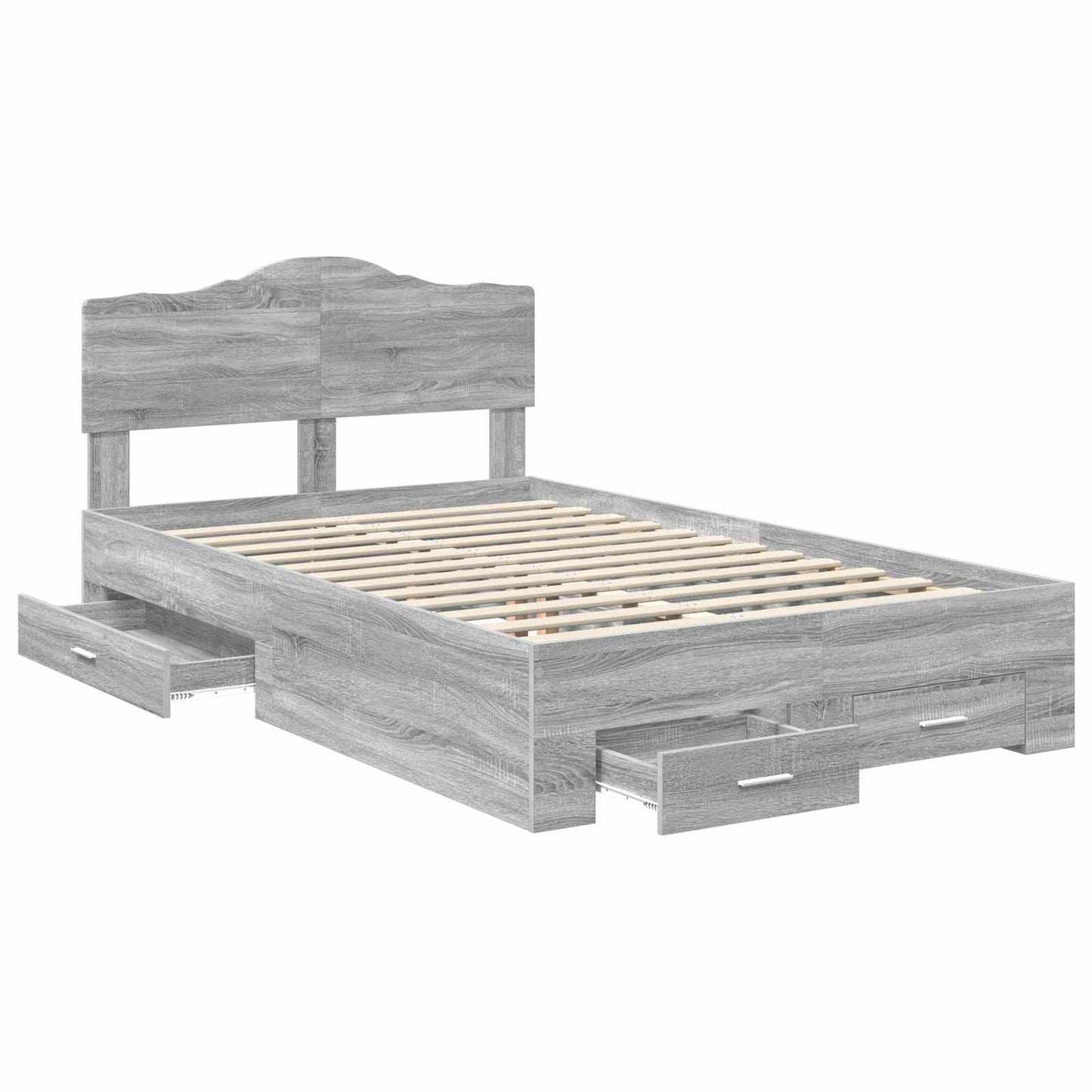 vidaXL Bed Frame with Drawer Grey Sonoma 120 x 200 cm Engineered Wood 5