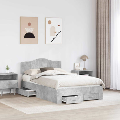 vidaXL Bed Frame Concrete Grey 120 x 190 cm Engineered Wood 3