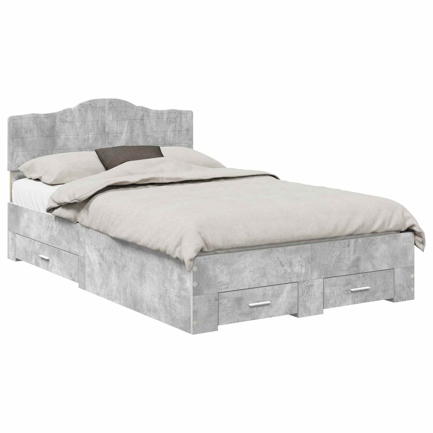 vidaXL Bed Frame Concrete Grey 120 x 190 cm Engineered Wood 2