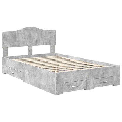 vidaXL Bed Frame Concrete Grey 120 x 190 cm Engineered Wood 4