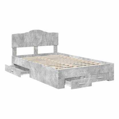 vidaXL Bed Frame Concrete Grey 120 x 190 cm Engineered Wood 5