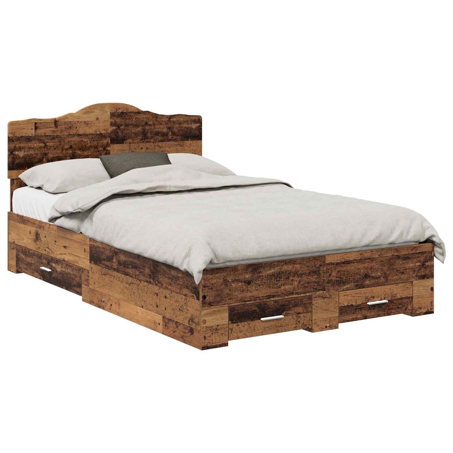 vidaXL Bed Frame with Drawer Old Wood 120 x 190 cm Engineered Wood 2
