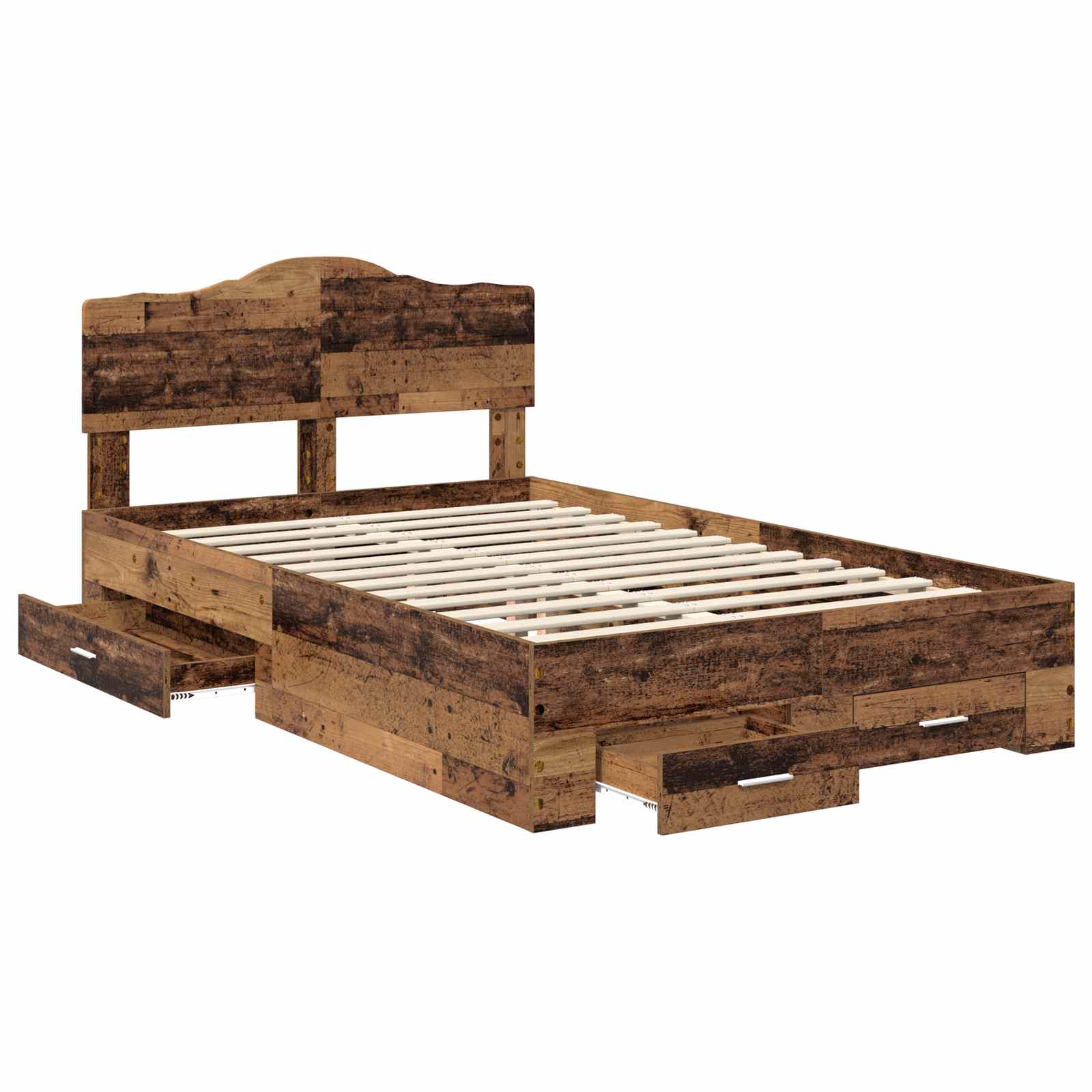 vidaXL Bed Frame with Drawer Old Wood 120 x 190 cm Engineered Wood 5