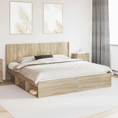 vidaXL Bed Frame with Storage and Headboard Sonoma Oak 200 x 200 cm 1
