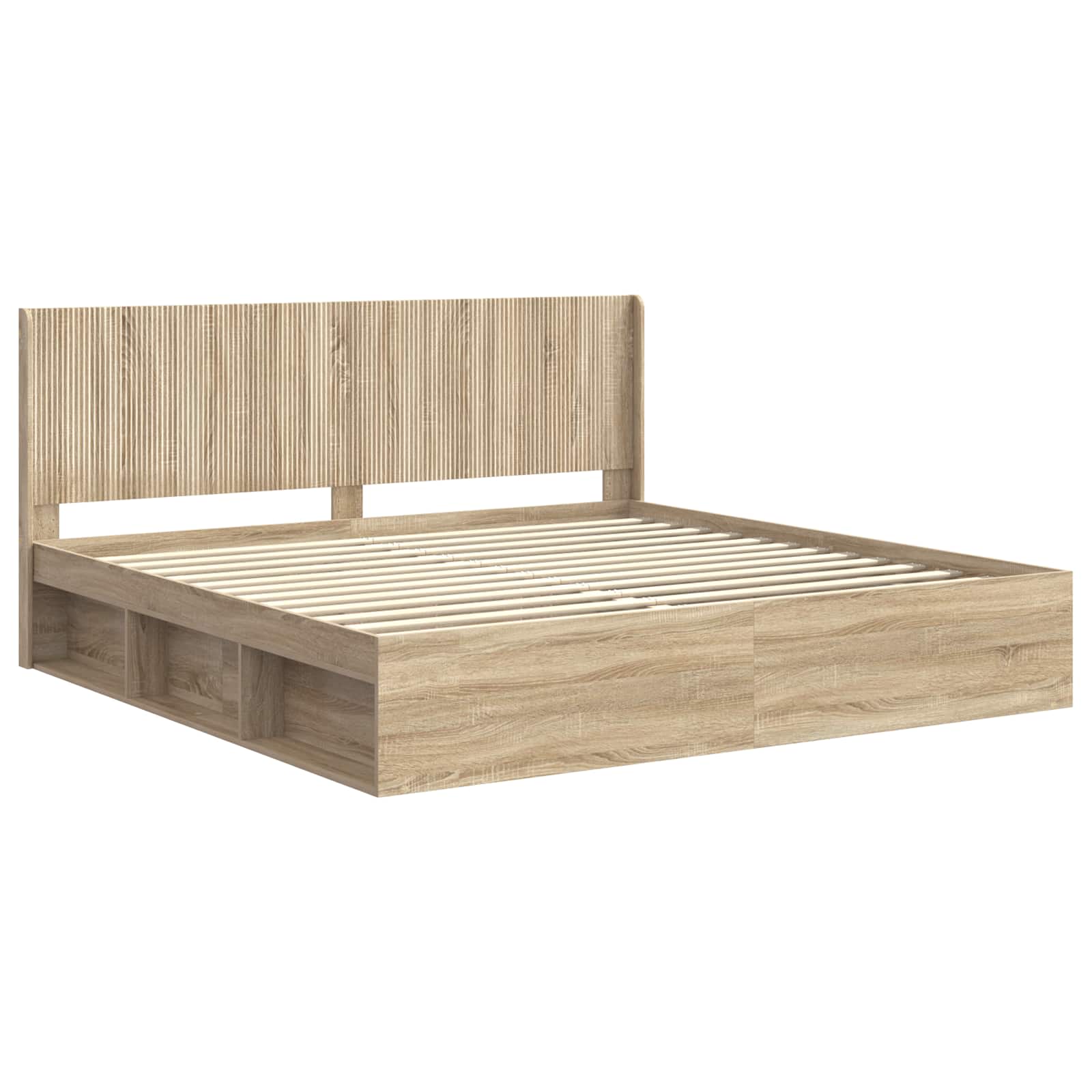 vidaXL Bed Frame with Storage and Headboard Sonoma Oak 200 x 200 cm 4