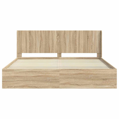 vidaXL Bed Frame with Storage and Headboard Sonoma Oak 200 x 200 cm 5