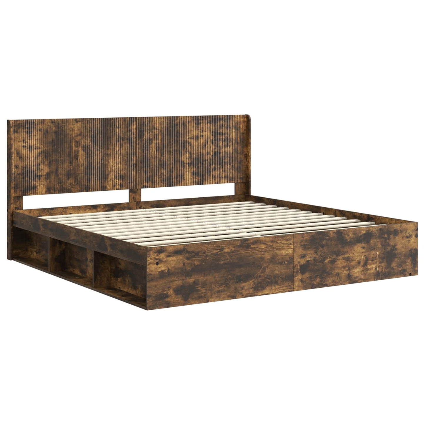 vidaXL Bed Frame with Storage and Headboard Smoked Oak 200 x 200 cm 4