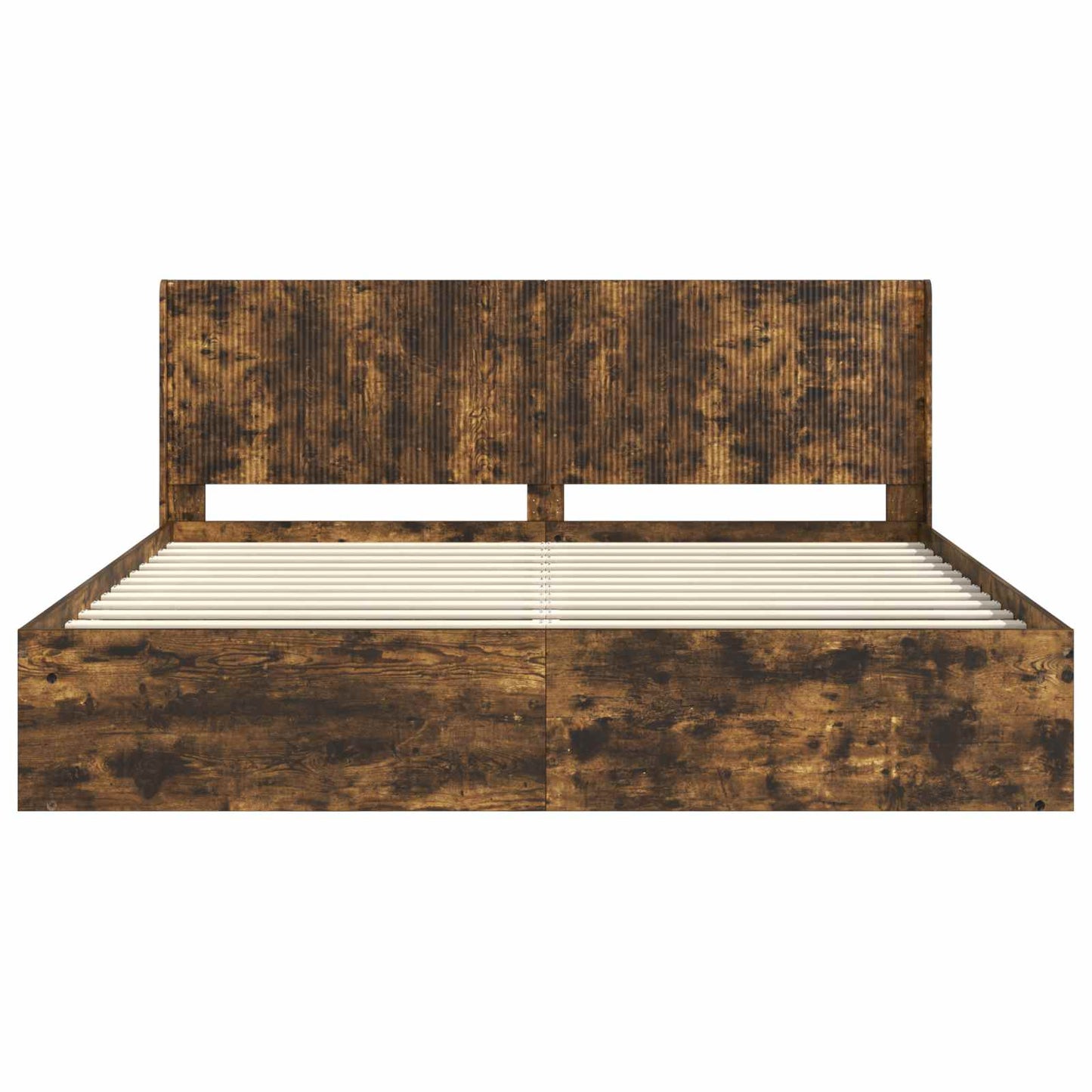 vidaXL Bed Frame with Storage and Headboard Smoked Oak 200 x 200 cm 5