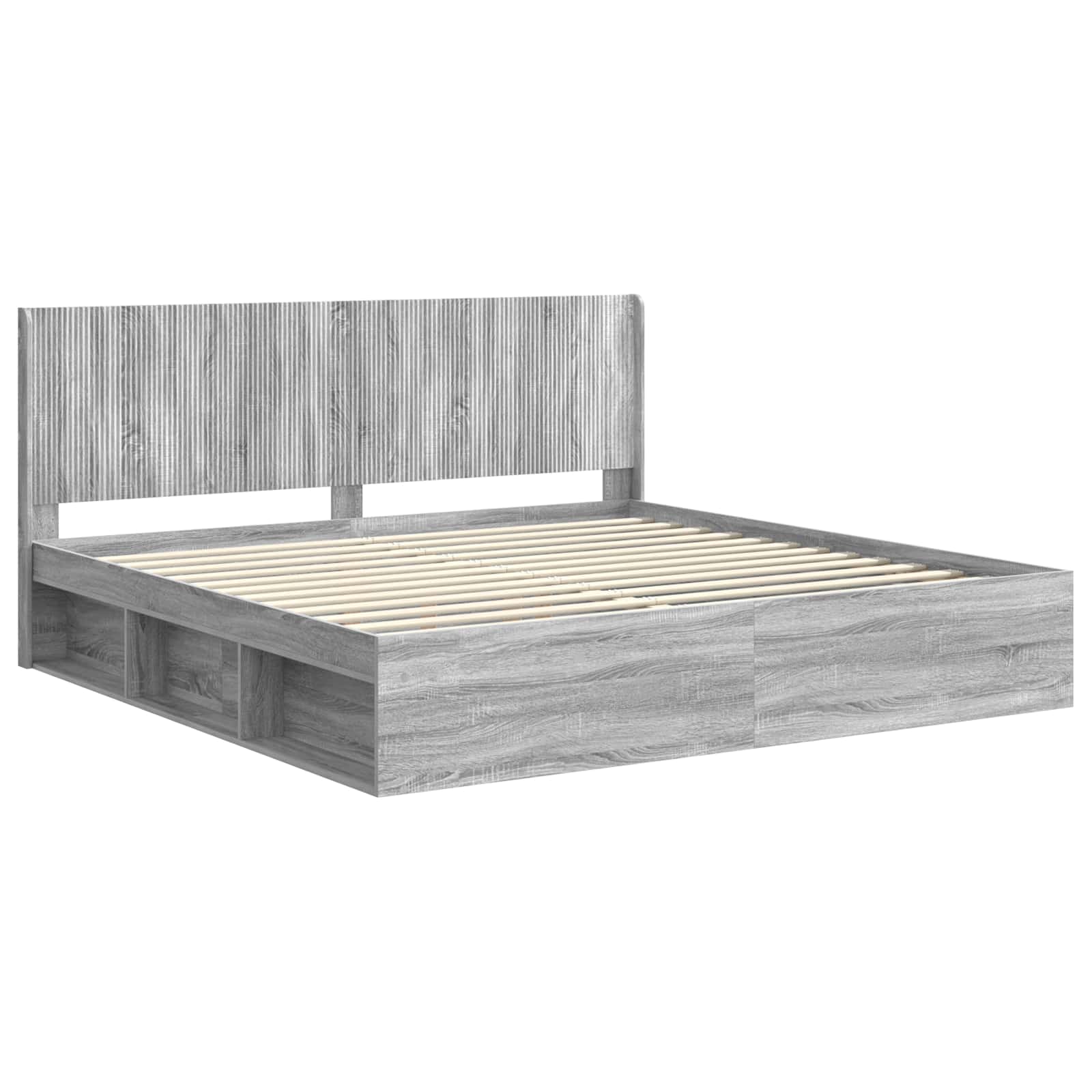 vidaXL Bed Frame with Storage and Headboard Grey Sonoma 200 x 200 cm 4