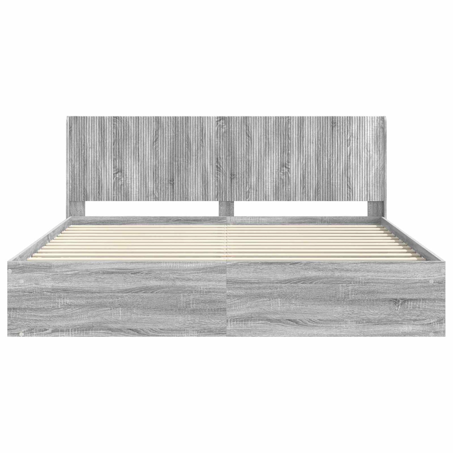 vidaXL Bed Frame with Storage and Headboard Grey Sonoma 200 x 200 cm 5