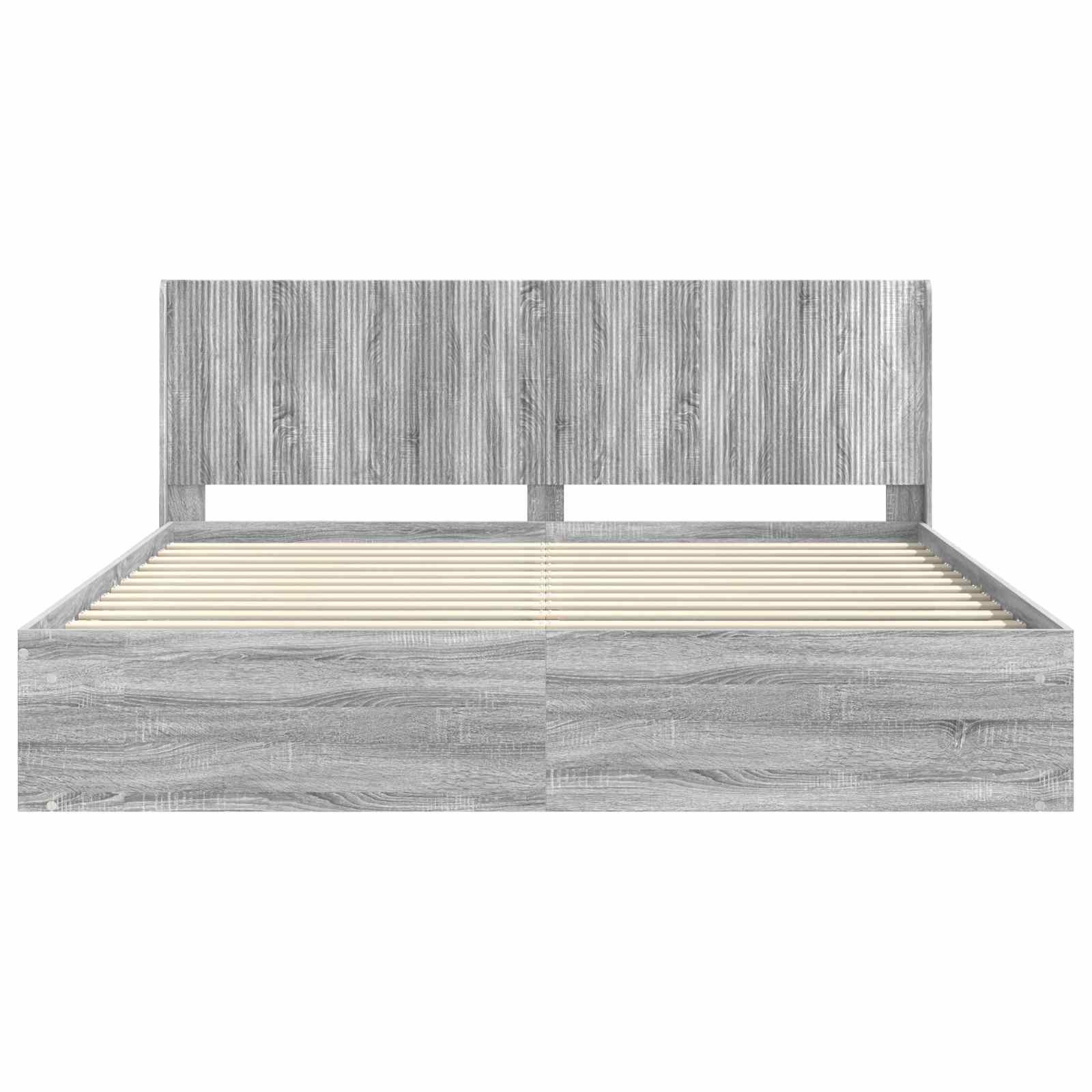vidaXL Bed Frame with Storage and Headboard Grey Sonoma 200 x 200 cm 5