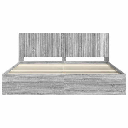 vidaXL Bed Frame with Storage and Headboard Grey Sonoma 200 x 200 cm 5