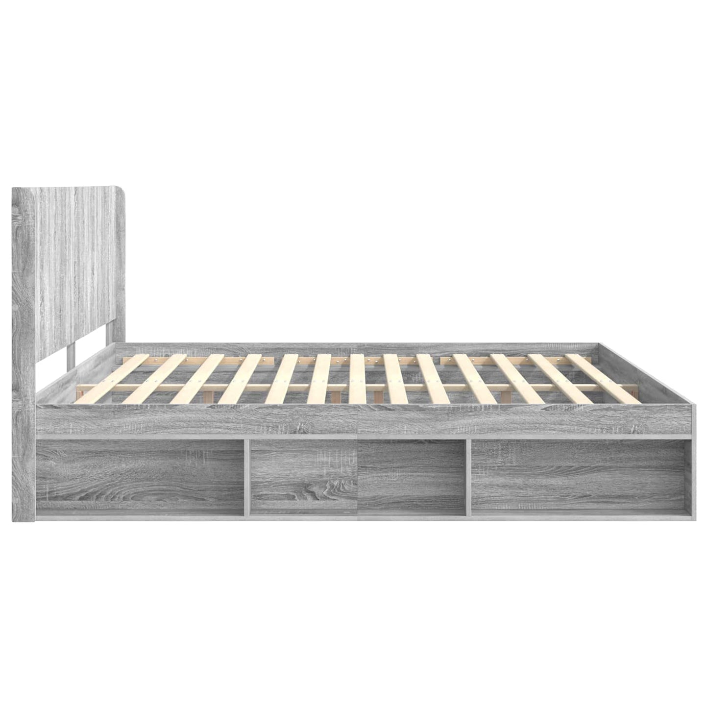 vidaXL Bed Frame with Storage and Headboard Grey Sonoma 200 x 200 cm 6