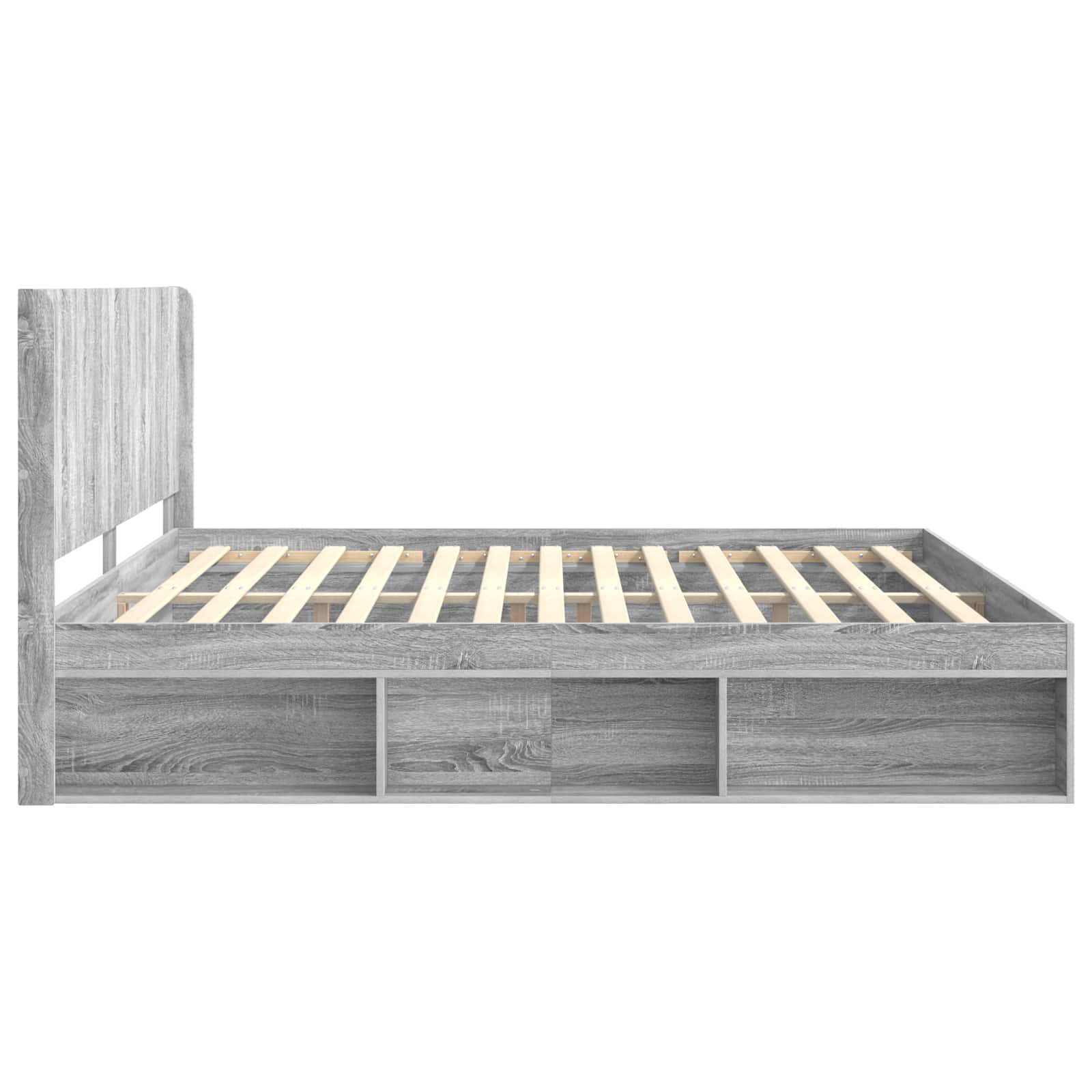 vidaXL Bed Frame with Storage and Headboard Grey Sonoma 200 x 200 cm 6