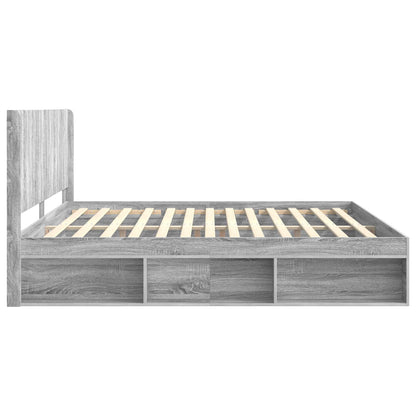 vidaXL Bed Frame with Storage and Headboard Grey Sonoma 200 x 200 cm 6
