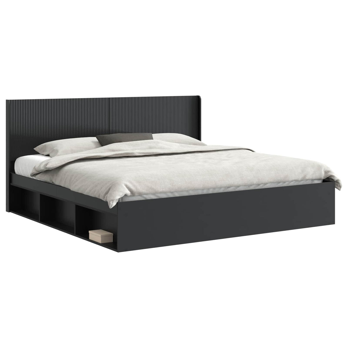 vidaXL Bed Frame with Storage and Headboard Black 180 x 200 cm 2