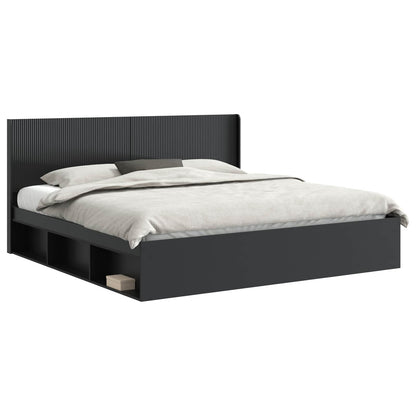 vidaXL Bed Frame with Storage and Headboard Black 180 x 200 cm 2