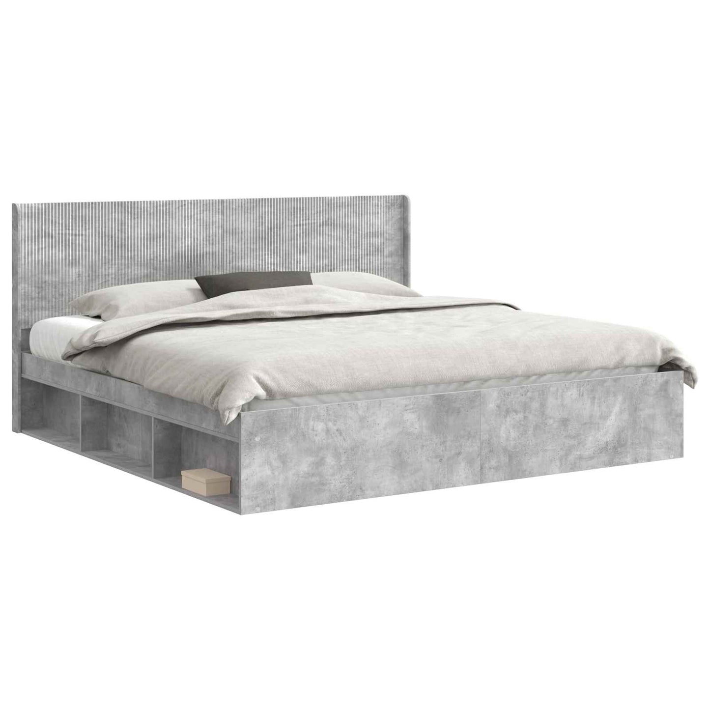 vidaXL Bed Frame with Storage and Headboard Concrete Grey 180 x 200 cm 2