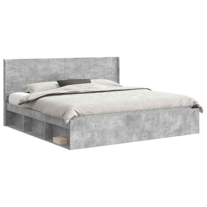 vidaXL Bed Frame with Storage and Headboard Concrete Grey 180 x 200 cm 2