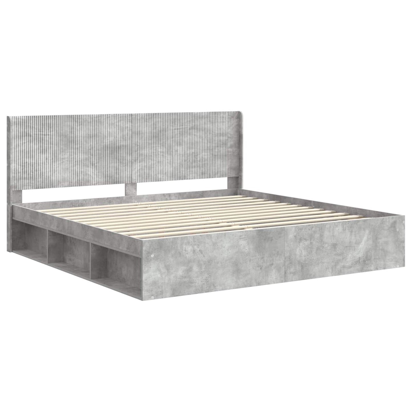 vidaXL Bed Frame with Storage and Headboard Concrete Grey 180 x 200 cm 4
