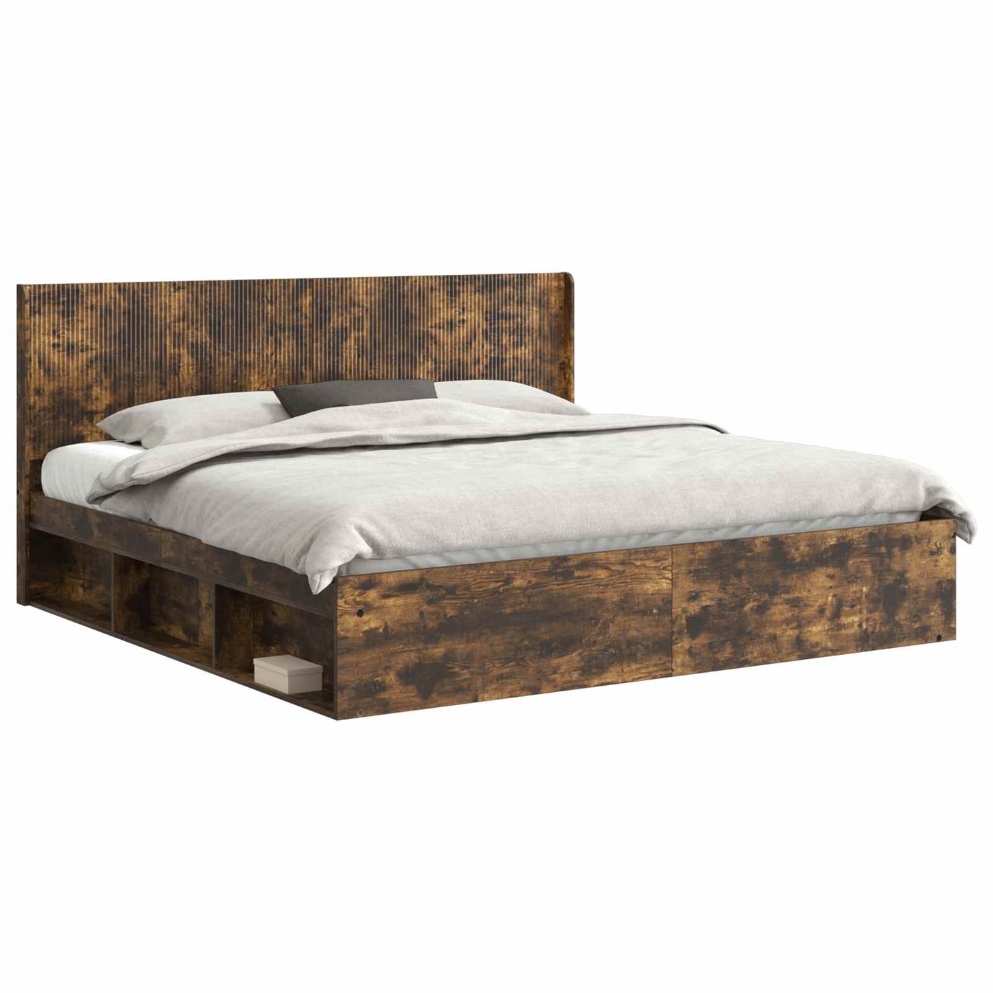 vidaXL Bed Frame with Storage and Headboard Smoked Oak 180 x 200 cm 2