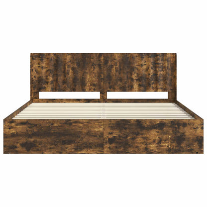 vidaXL Bed Frame with Storage and Headboard Smoked Oak 180 x 200 cm 5