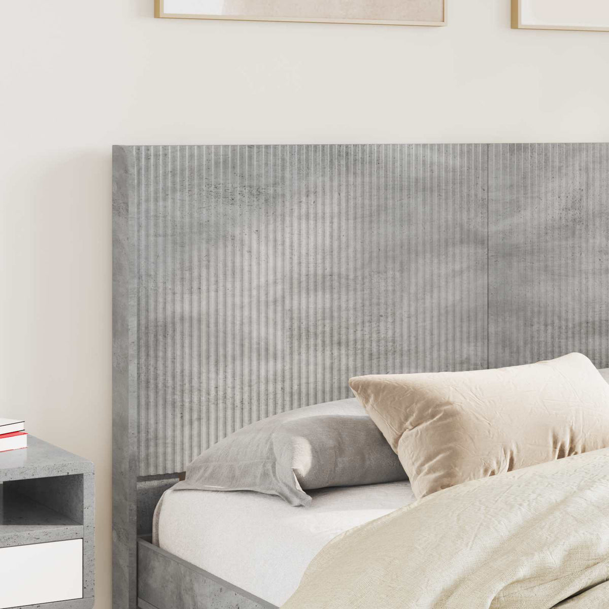 vidaXL Bed Frame with Storage and Headboard Concrete Grey 140 x 190 cm 3
