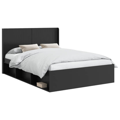 vidaXL Bed Frame with Storage and Headboard Black 135 x 190 cm 2