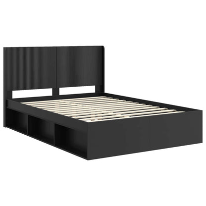 vidaXL Bed Frame with Storage and Headboard Black 135 x 190 cm 4