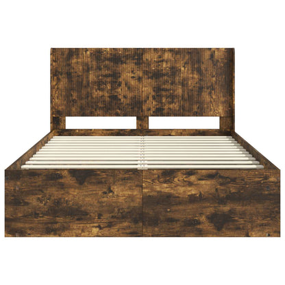 vidaXL Bed Frame with Storage and Headboard Smoked Oak 135 x 190 cm 5