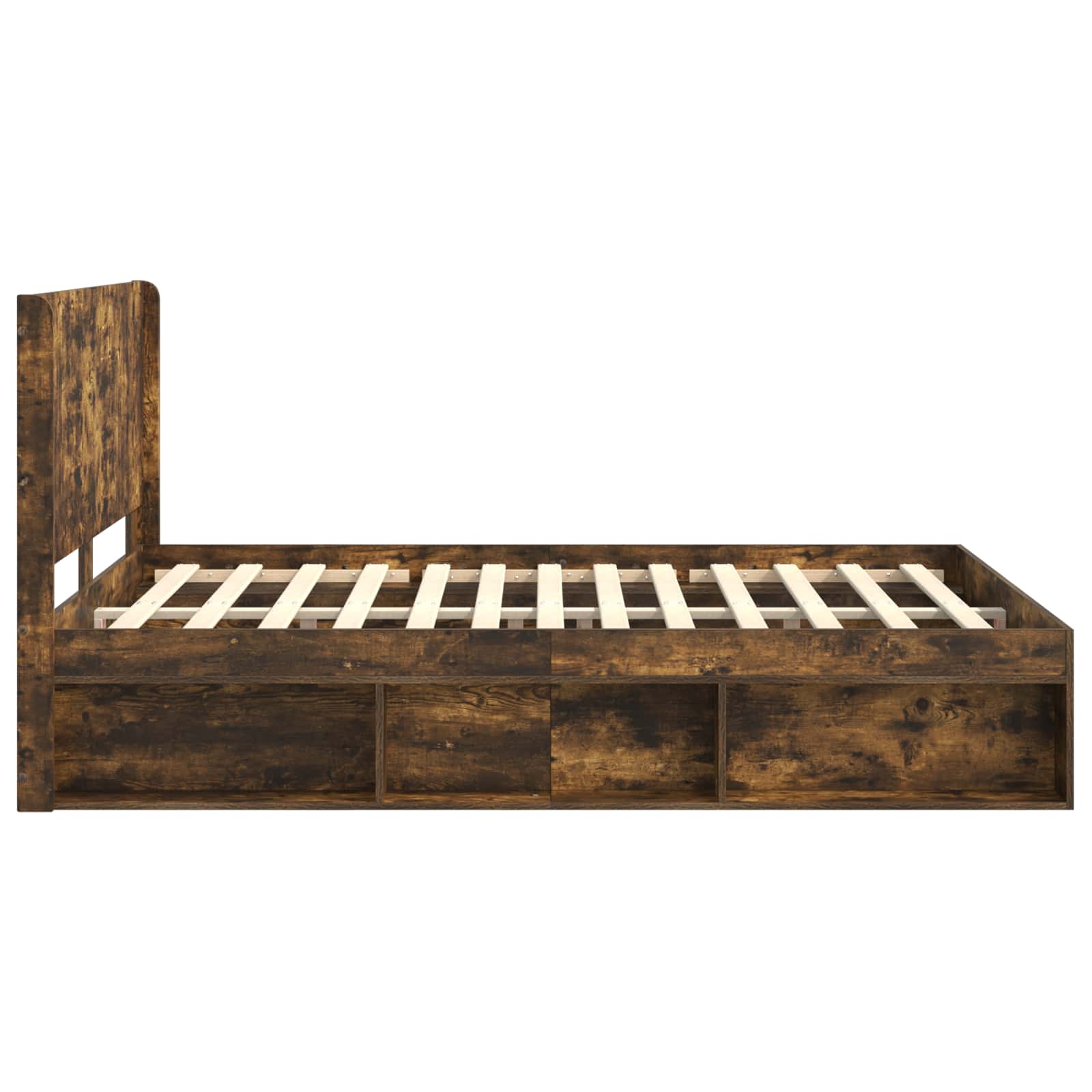 vidaXL Bed Frame with Storage and Headboard Smoked Oak 135 x 190 cm 6