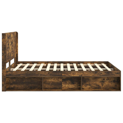 vidaXL Bed Frame with Storage and Headboard Smoked Oak 135 x 190 cm 6