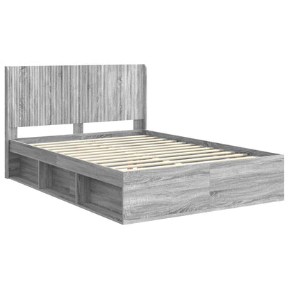 vidaXL Bed Frame with Storage and Headboard Grey Sonoma 135 x 190 cm 4