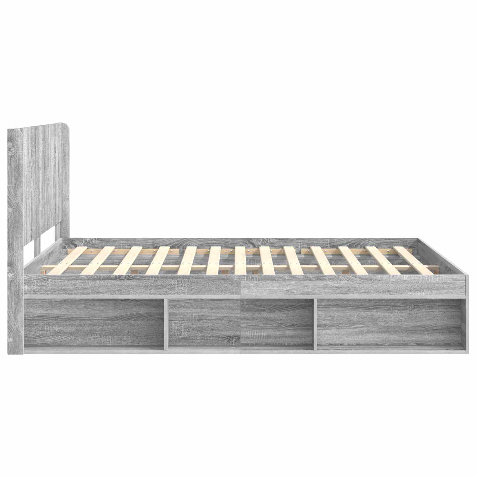 vidaXL Bed Frame with Storage and Headboard Grey Sonoma 135 x 190 cm 6