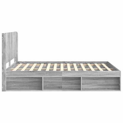 vidaXL Bed Frame with Storage and Headboard Grey Sonoma 135 x 190 cm 6