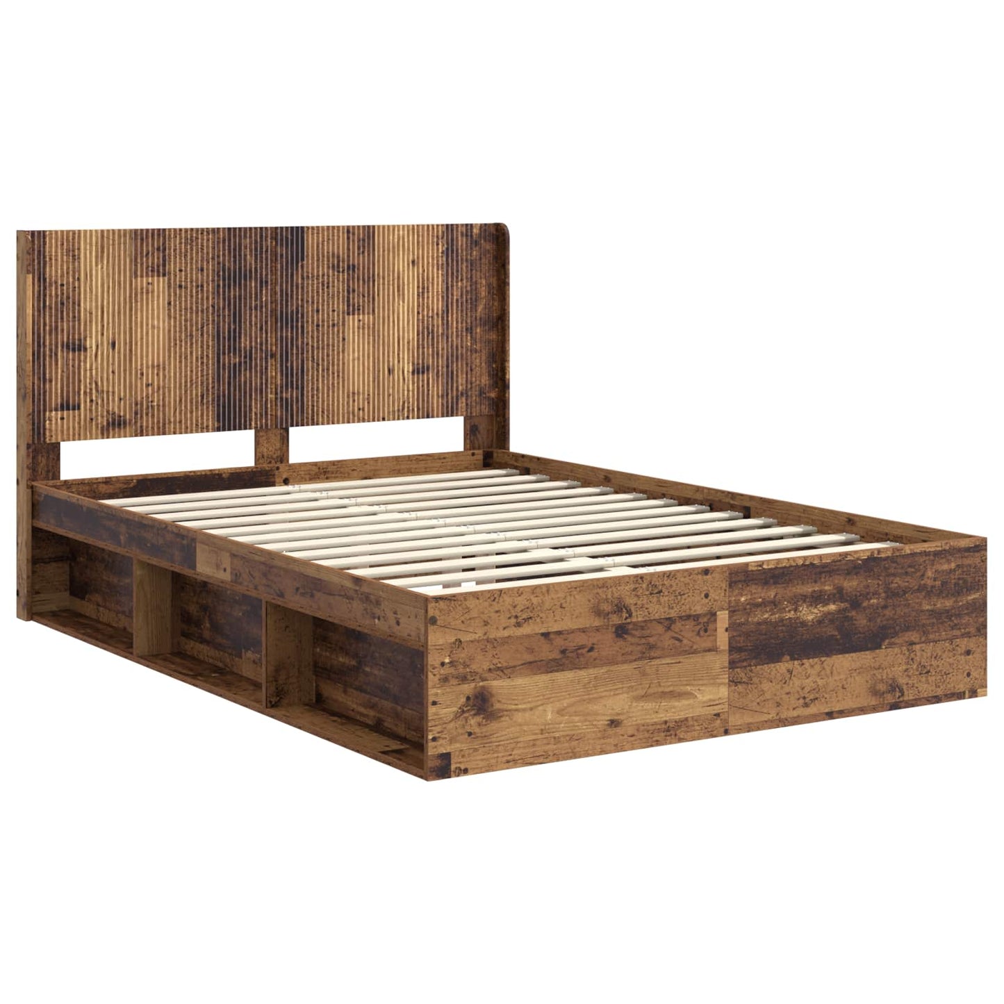 vidaXL Bed Frame with Storage and Headboard Old Wood 135 x 190 cm 4
