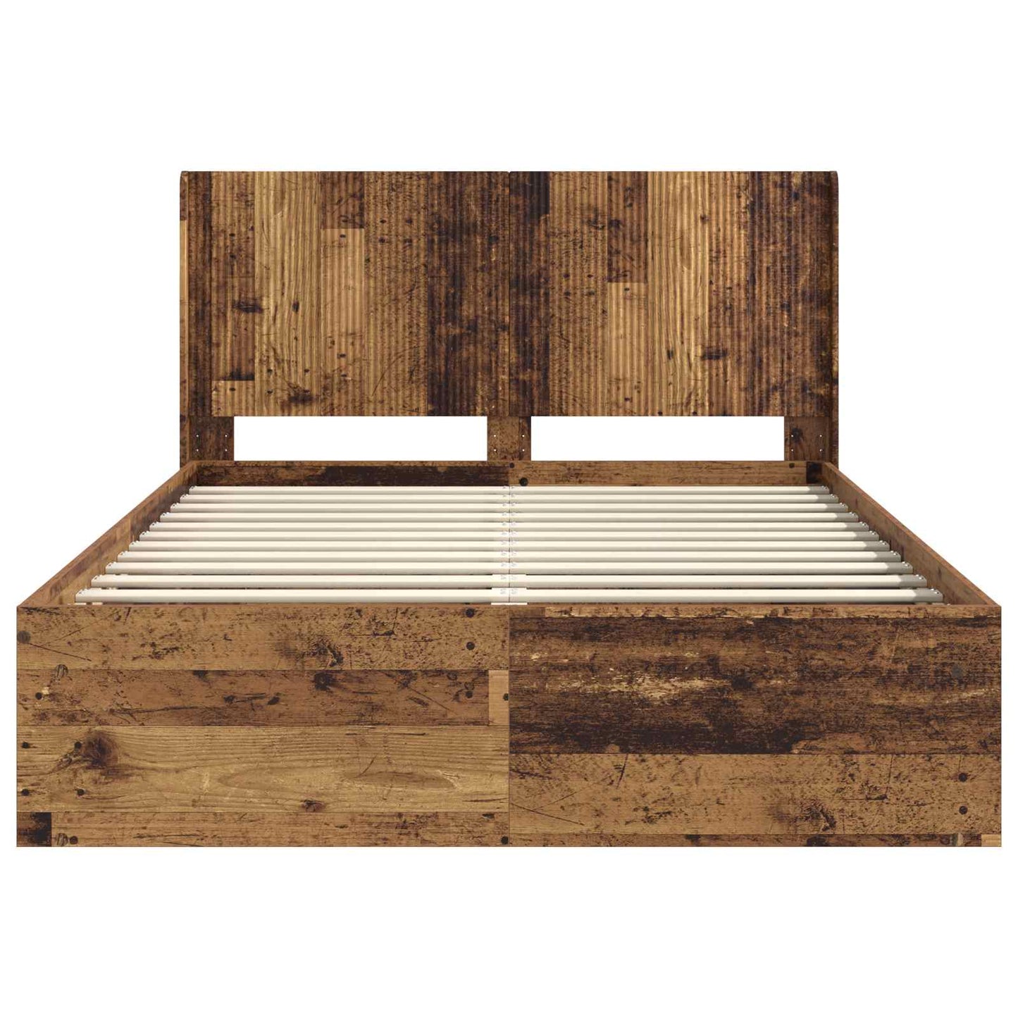 vidaXL Bed Frame with Storage and Headboard Old Wood 135 x 190 cm 5