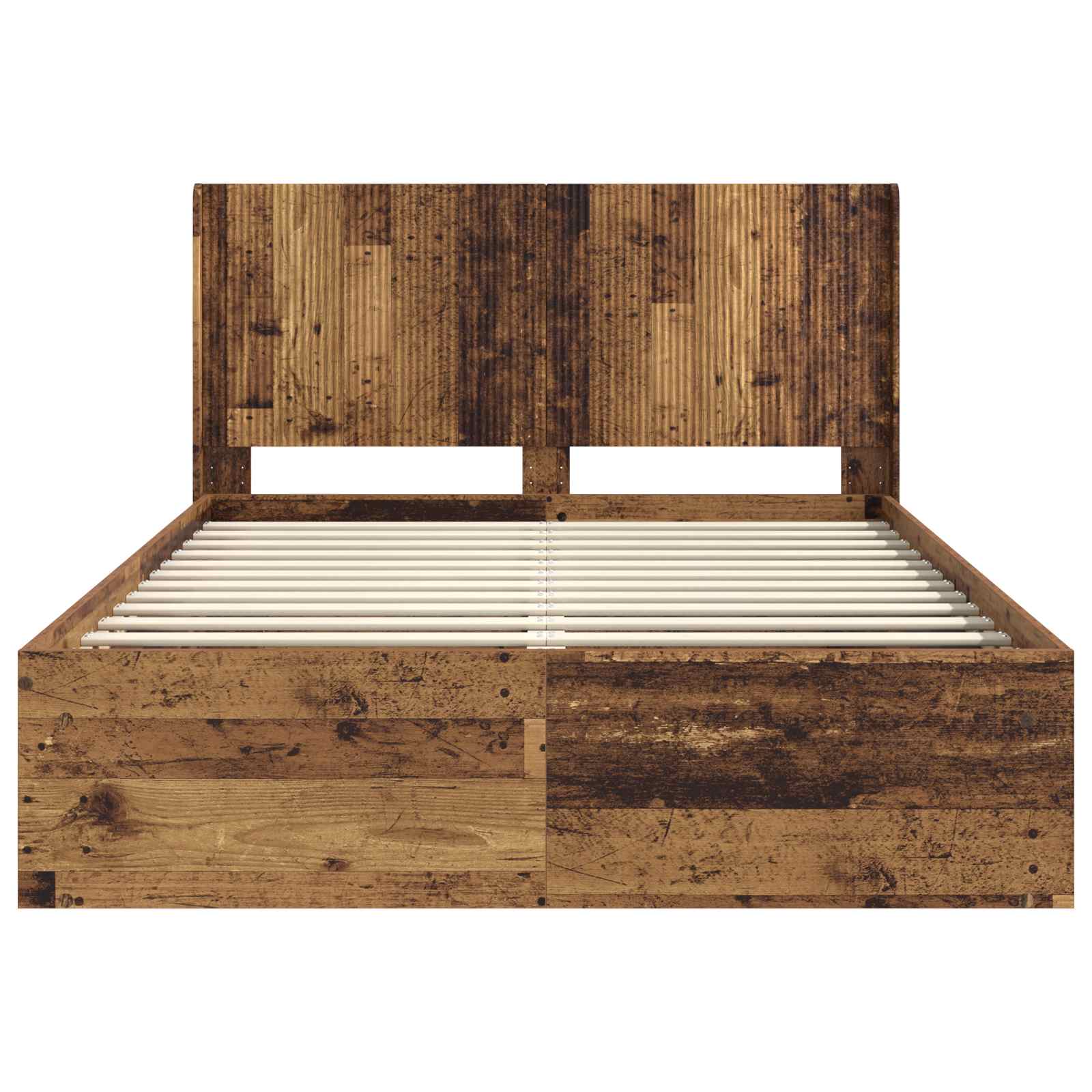 vidaXL Bed Frame with Storage and Headboard Old Wood 135 x 190 cm 5
