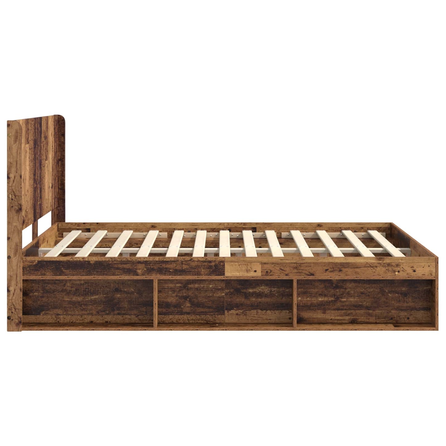 vidaXL Bed Frame with Storage and Headboard Old Wood 135 x 190 cm 6