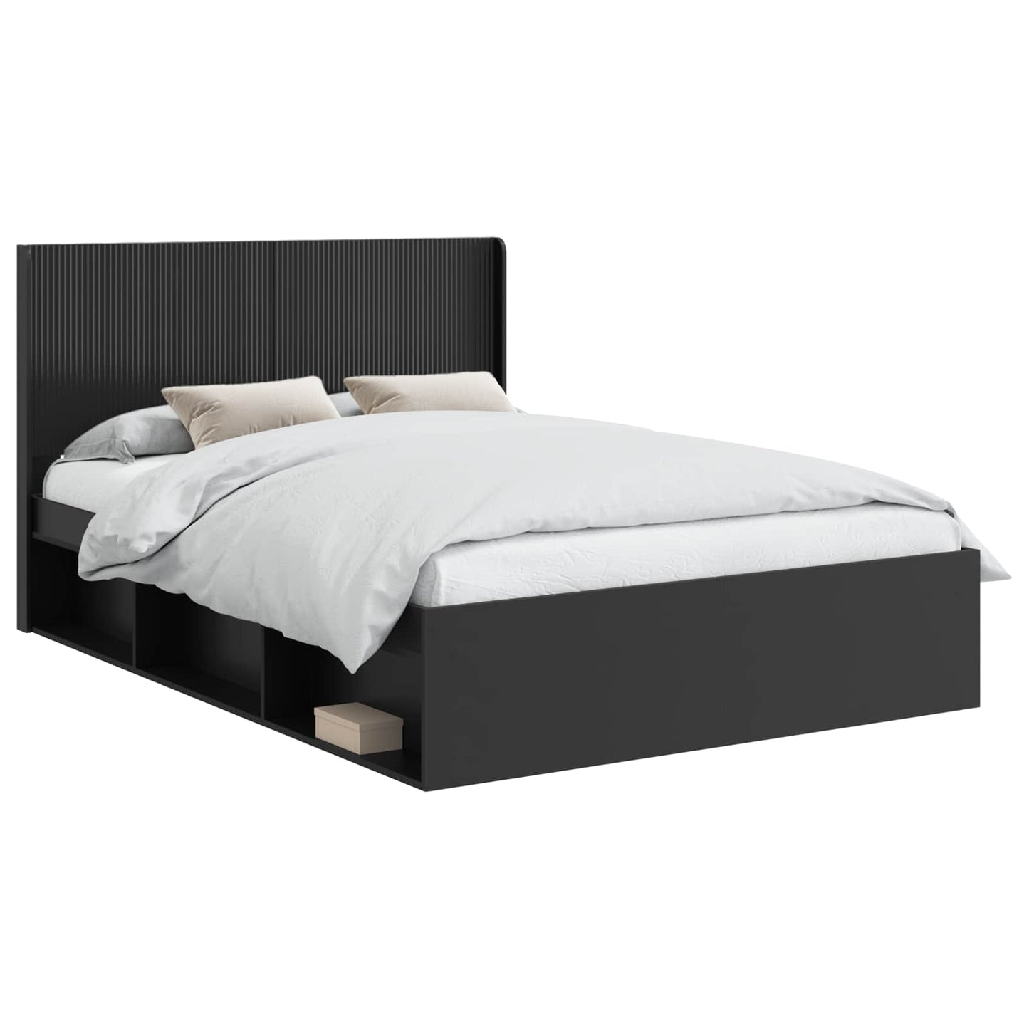 vidaXL Bed Frame with Storage and Headboard Black 120 x 200 cm 2