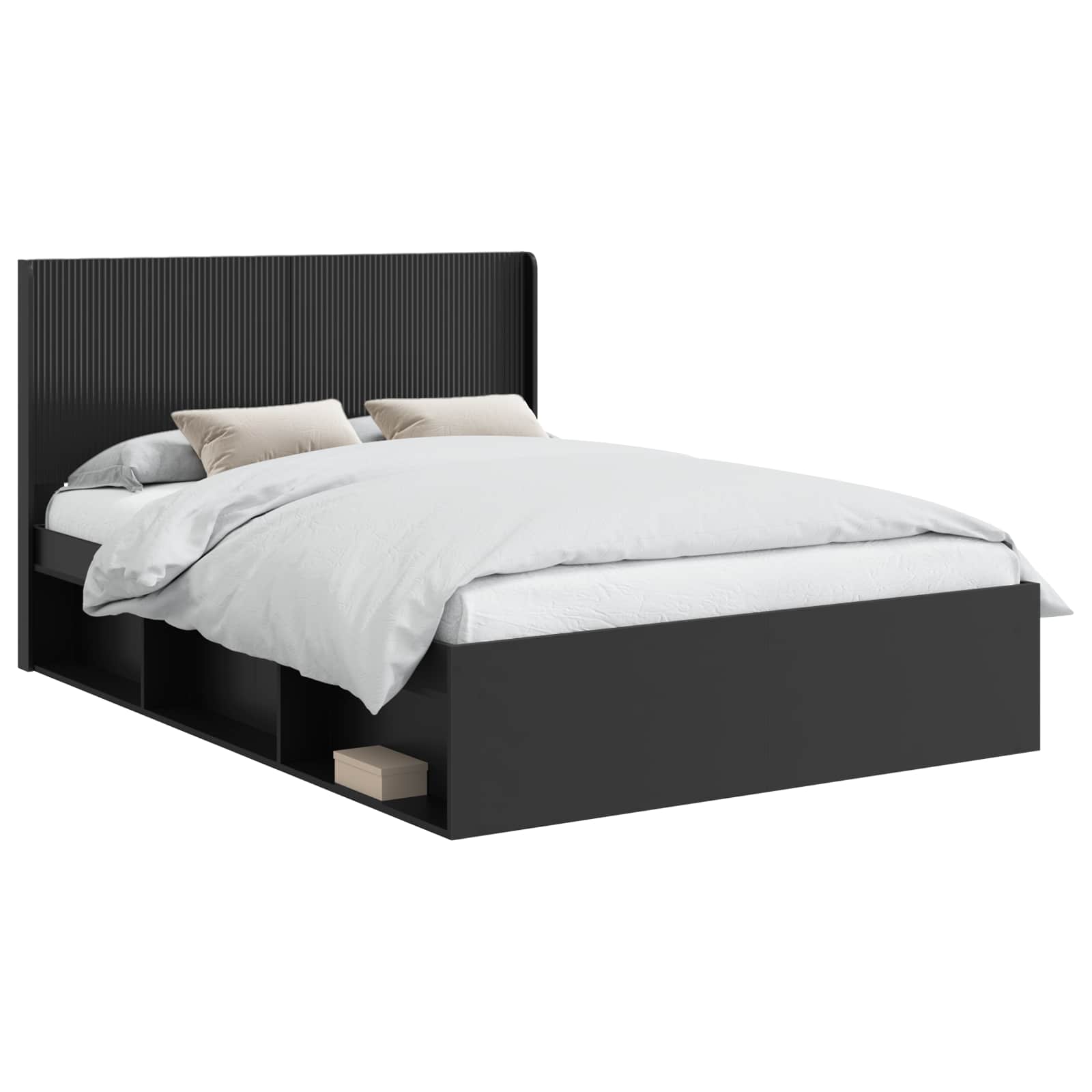 vidaXL Bed Frame with Storage and Headboard Black 120 x 200 cm 2