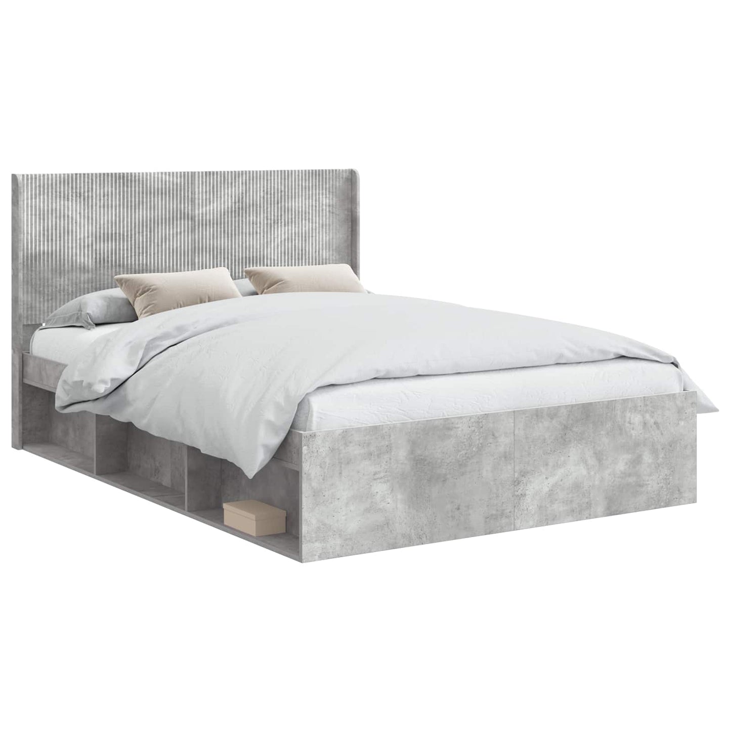 vidaXL Bed Frame with Storage and Headboard Concrete Grey 120 x 200 cm 2