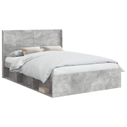 vidaXL Bed Frame with Storage and Headboard Concrete Grey 120 x 200 cm 2