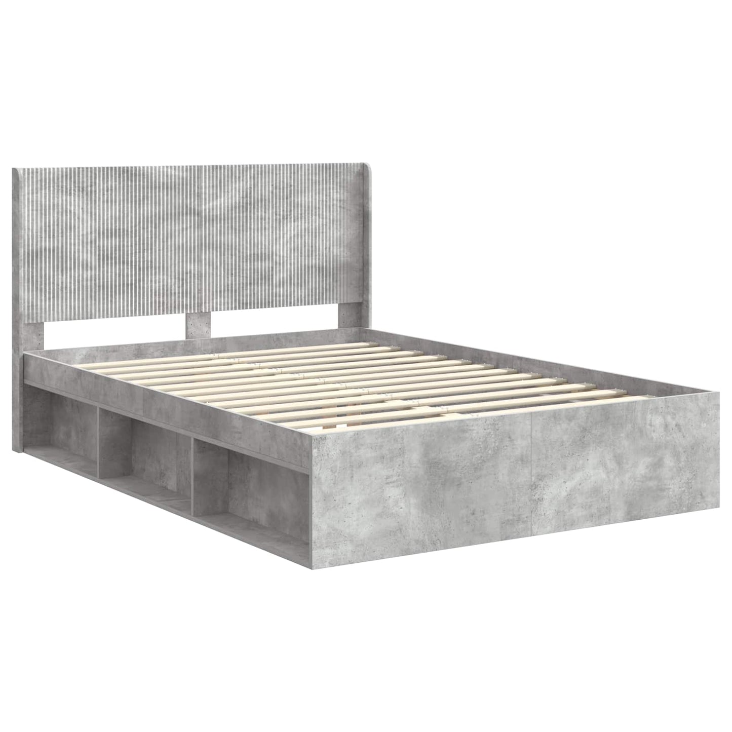 vidaXL Bed Frame with Storage and Headboard Concrete Grey 120 x 200 cm 4