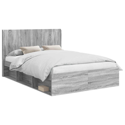 vidaXL Bed Frame with Storage and Headboard Grey Sonoma 120 x 190 cm 2